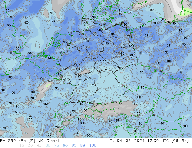 RH 850 hPa UK-Global Út 04.06.2024 12 UTC