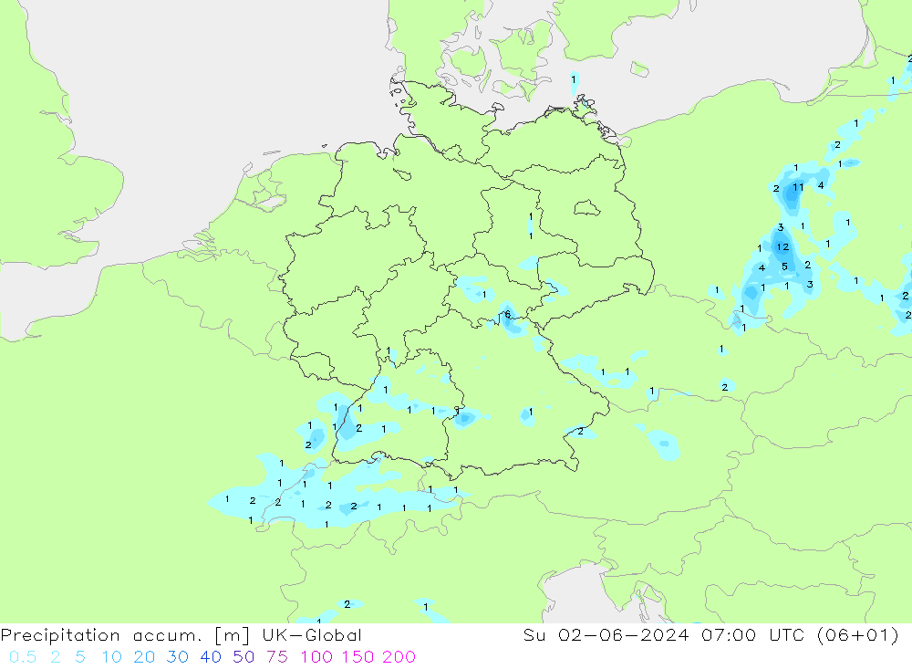 Precipitation accum. UK-Global dom 02.06.2024 07 UTC