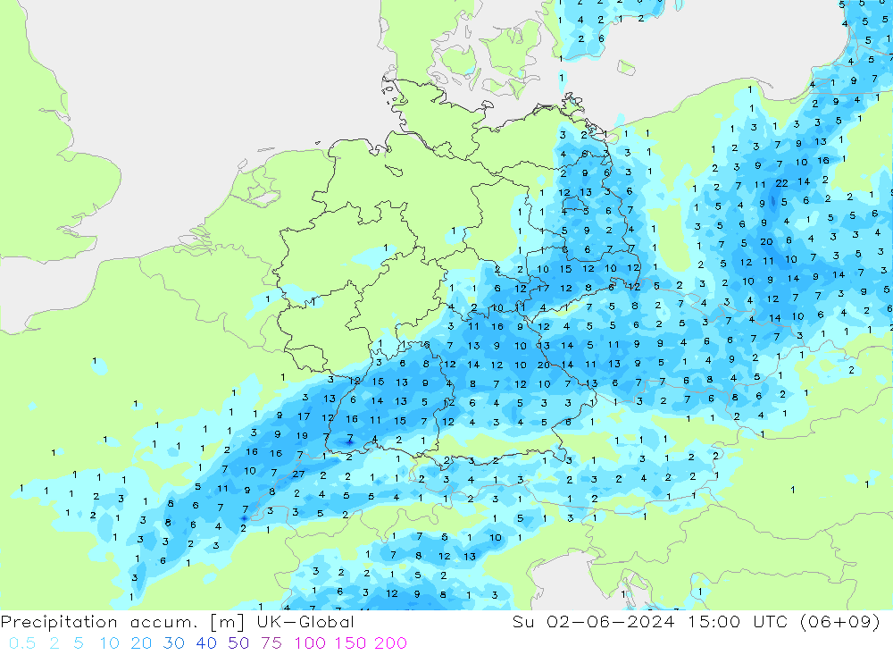 Toplam Yağış UK-Global Paz 02.06.2024 15 UTC