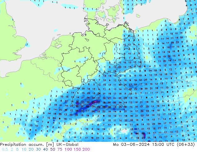 Precipitation accum. UK-Global Mo 03.06.2024 15 UTC