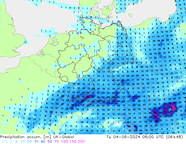 Precipitación acum. UK-Global mar 04.06.2024 06 UTC