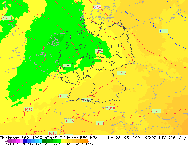 Thck 850-1000 гПа UK-Global пн 03.06.2024 03 UTC