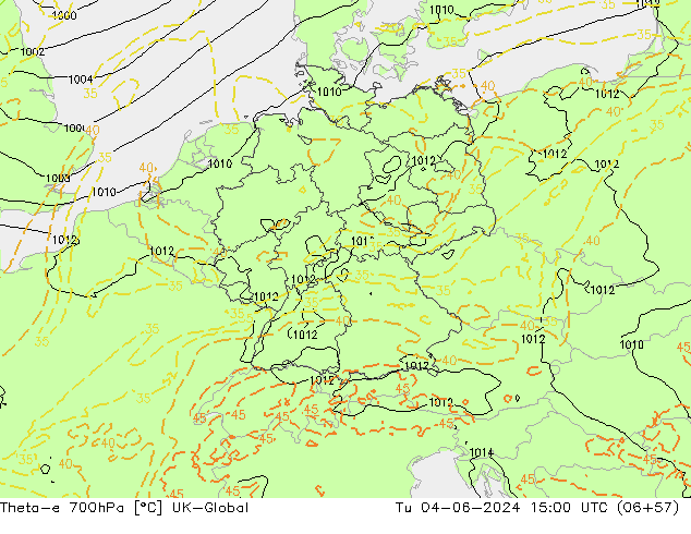 Theta-e 700hPa UK-Global mar 04.06.2024 15 UTC