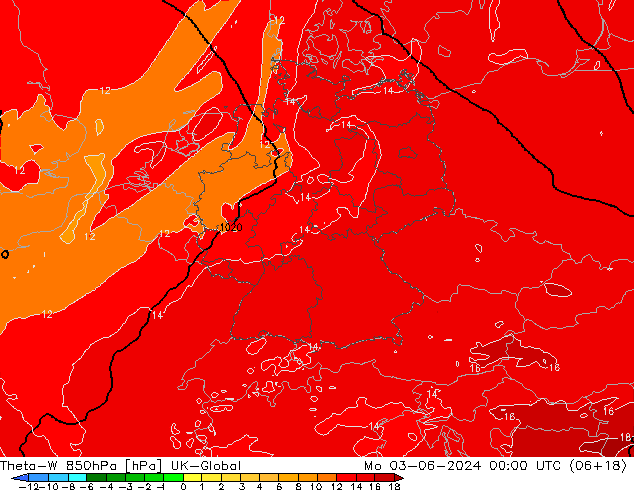 Theta-W 850hPa UK-Global Mo 03.06.2024 00 UTC