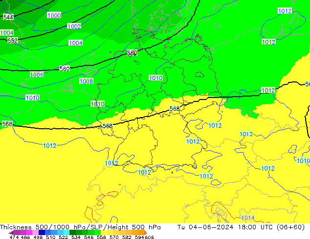 Thck 500-1000hPa UK-Global Tu 04.06.2024 18 UTC