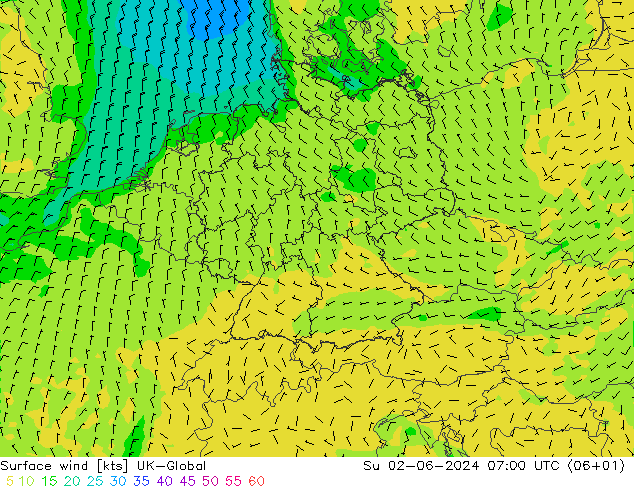Surface wind UK-Global Ne 02.06.2024 07 UTC