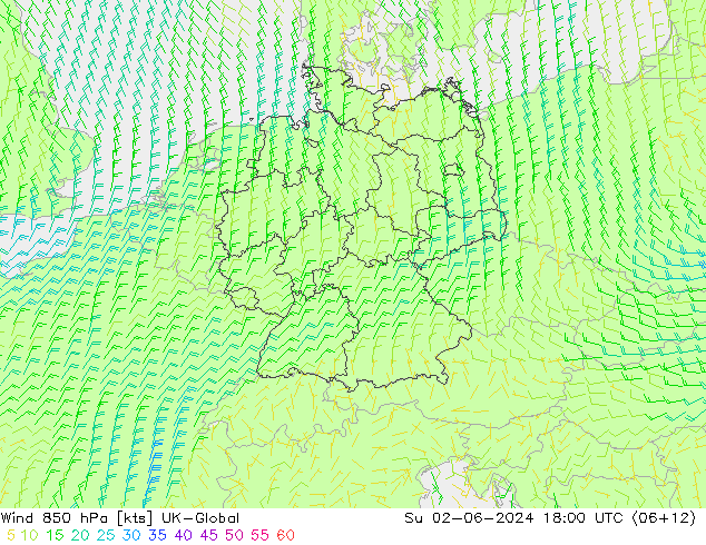 Wind 850 hPa UK-Global Ne 02.06.2024 18 UTC