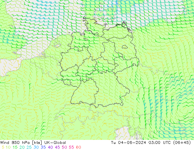 Wind 850 hPa UK-Global Di 04.06.2024 03 UTC