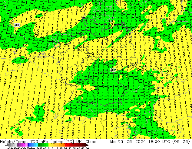 Hoogte/Temp. 700 hPa UK-Global ma 03.06.2024 18 UTC