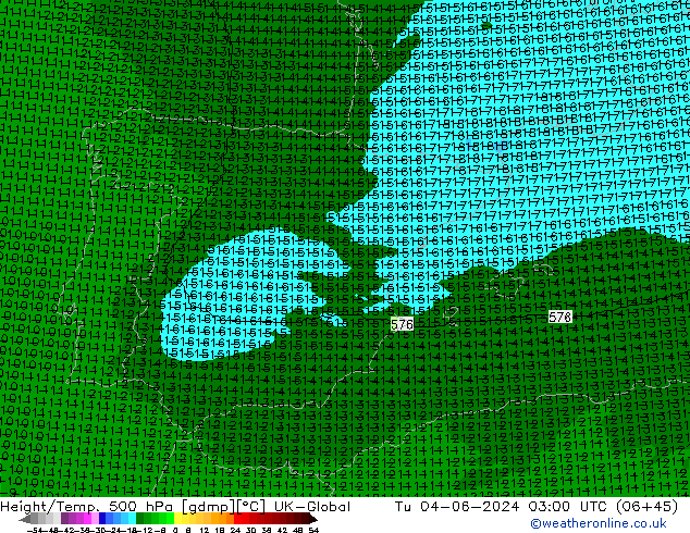 Height/Temp. 500 hPa UK-Global Di 04.06.2024 03 UTC