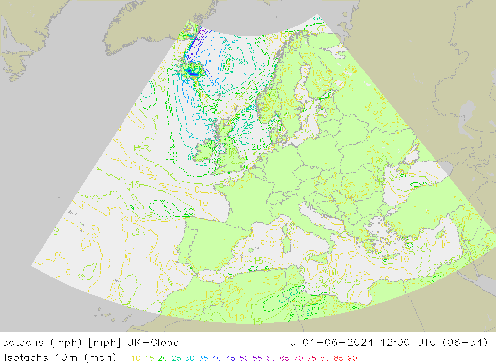 Eşrüzgar Hızları mph UK-Global Sa 04.06.2024 12 UTC