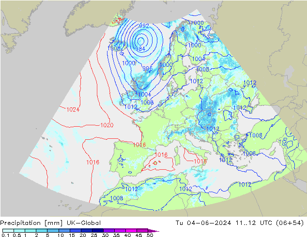Precipitazione UK-Global mar 04.06.2024 12 UTC