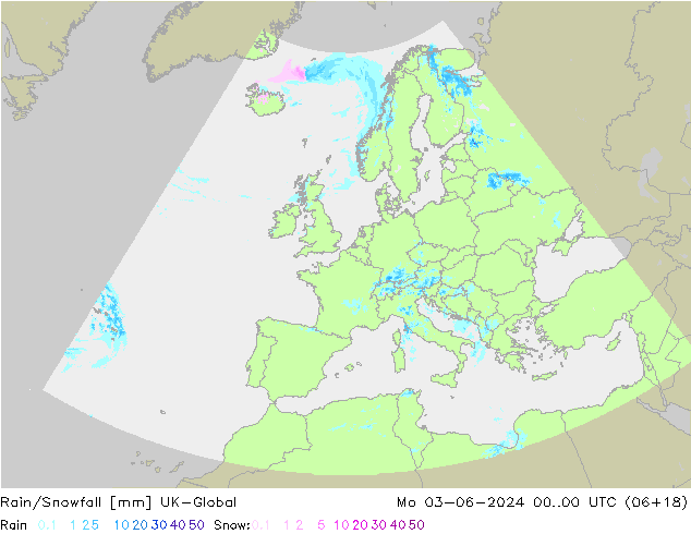 Regen/Schneefall UK-Global Mo 03.06.2024 00 UTC