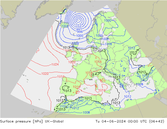 pression de l'air UK-Global mar 04.06.2024 00 UTC