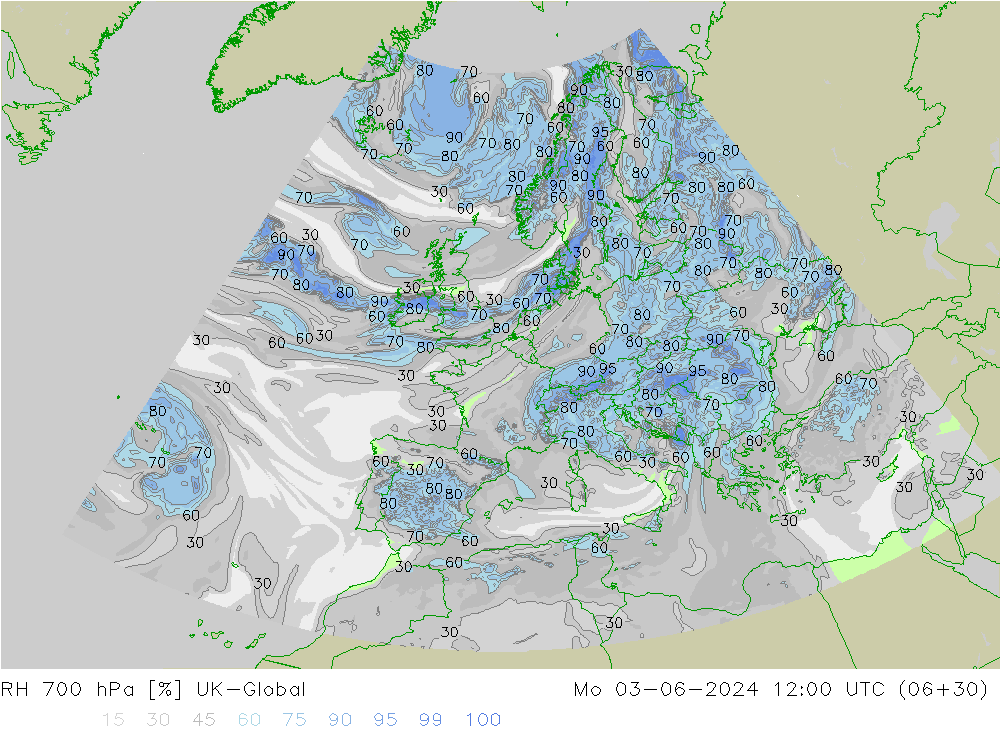 RH 700 гПа UK-Global пн 03.06.2024 12 UTC