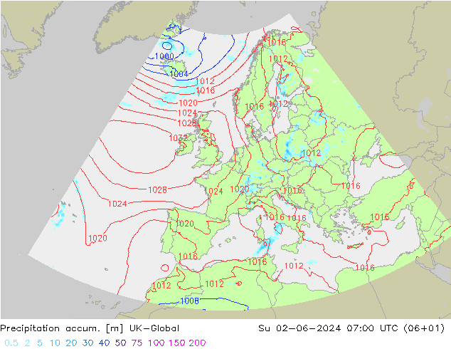 Precipitation accum. UK-Global Dom 02.06.2024 07 UTC