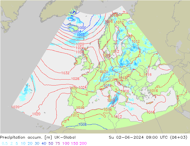 Precipitation accum. UK-Global Su 02.06.2024 09 UTC