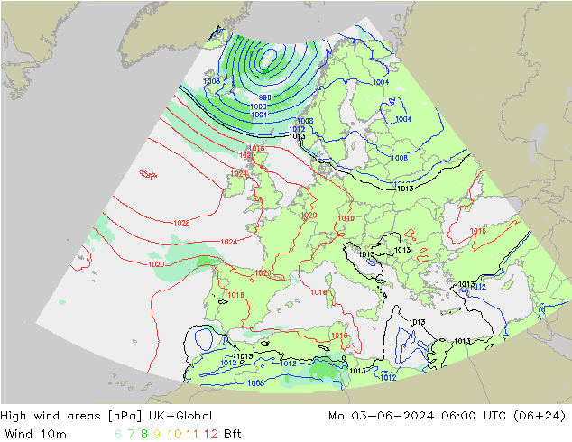 High wind areas UK-Global 星期一 03.06.2024 06 UTC