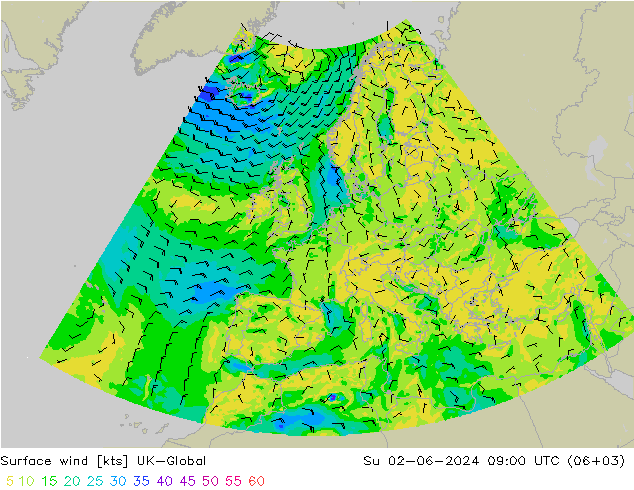风 10 米 UK-Global 星期日 02.06.2024 09 UTC