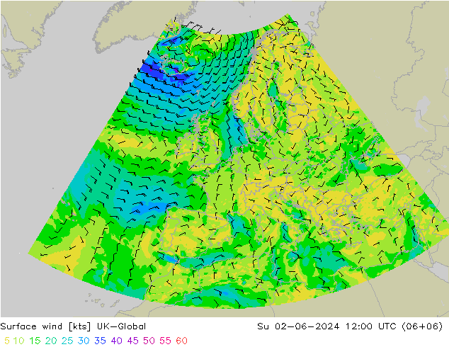 ветер 10 m UK-Global Вс 02.06.2024 12 UTC