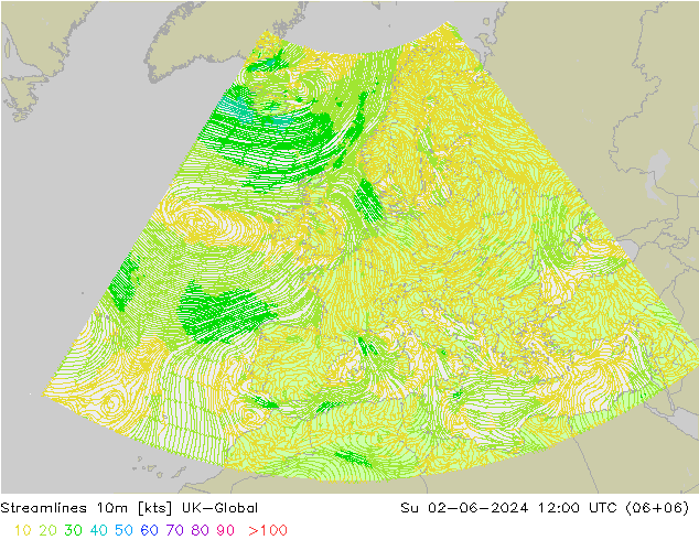 Streamlines 10m UK-Global Su 02.06.2024 12 UTC