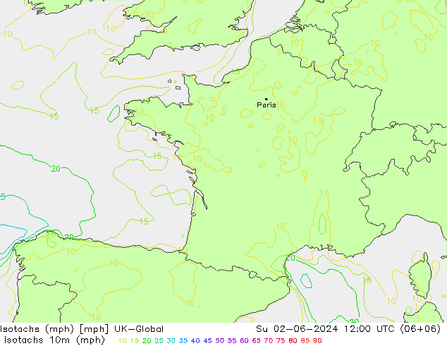 Eşrüzgar Hızları mph UK-Global Paz 02.06.2024 12 UTC