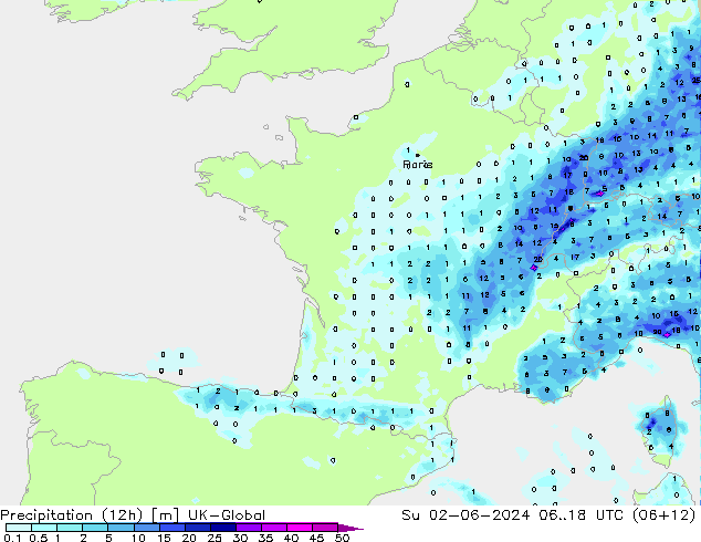 Nied. akkumuliert (12Std) UK-Global So 02.06.2024 18 UTC