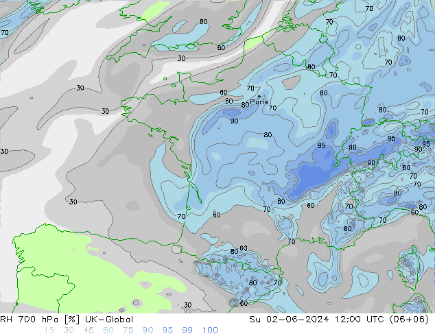 RH 700 hPa UK-Global nie. 02.06.2024 12 UTC
