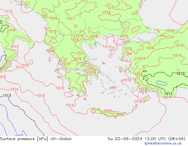 Surface pressure UK-Global Su 02.06.2024 12 UTC