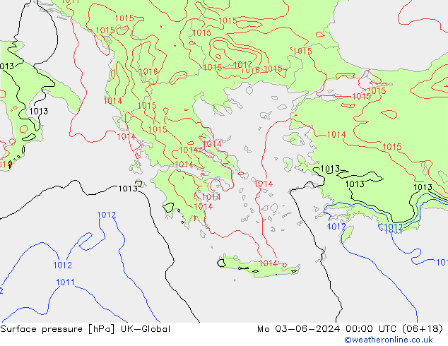 Surface pressure UK-Global Mo 03.06.2024 00 UTC