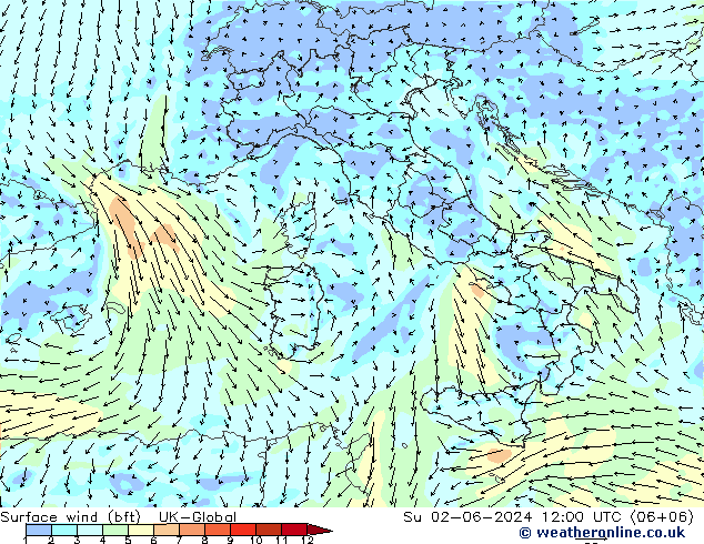  10 m (bft) UK-Global  02.06.2024 12 UTC