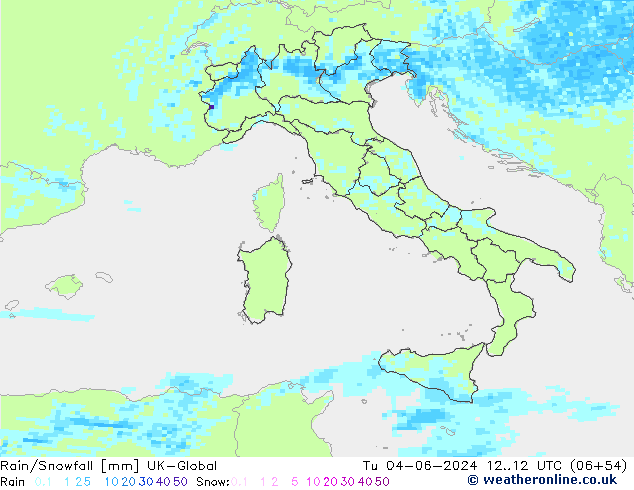 Rain/Snowfall UK-Global wto. 04.06.2024 12 UTC