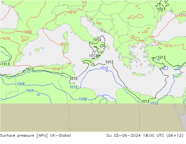 Surface pressure UK-Global Su 02.06.2024 18 UTC