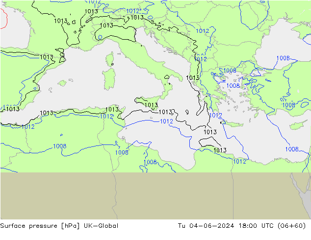 Luchtdruk (Grond) UK-Global di 04.06.2024 18 UTC