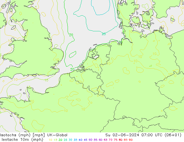Isotachen (mph) UK-Global So 02.06.2024 07 UTC
