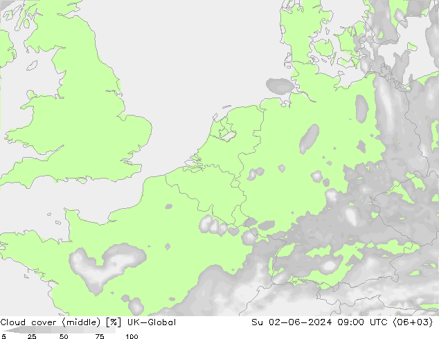 Nuages (moyen) UK-Global dim 02.06.2024 09 UTC