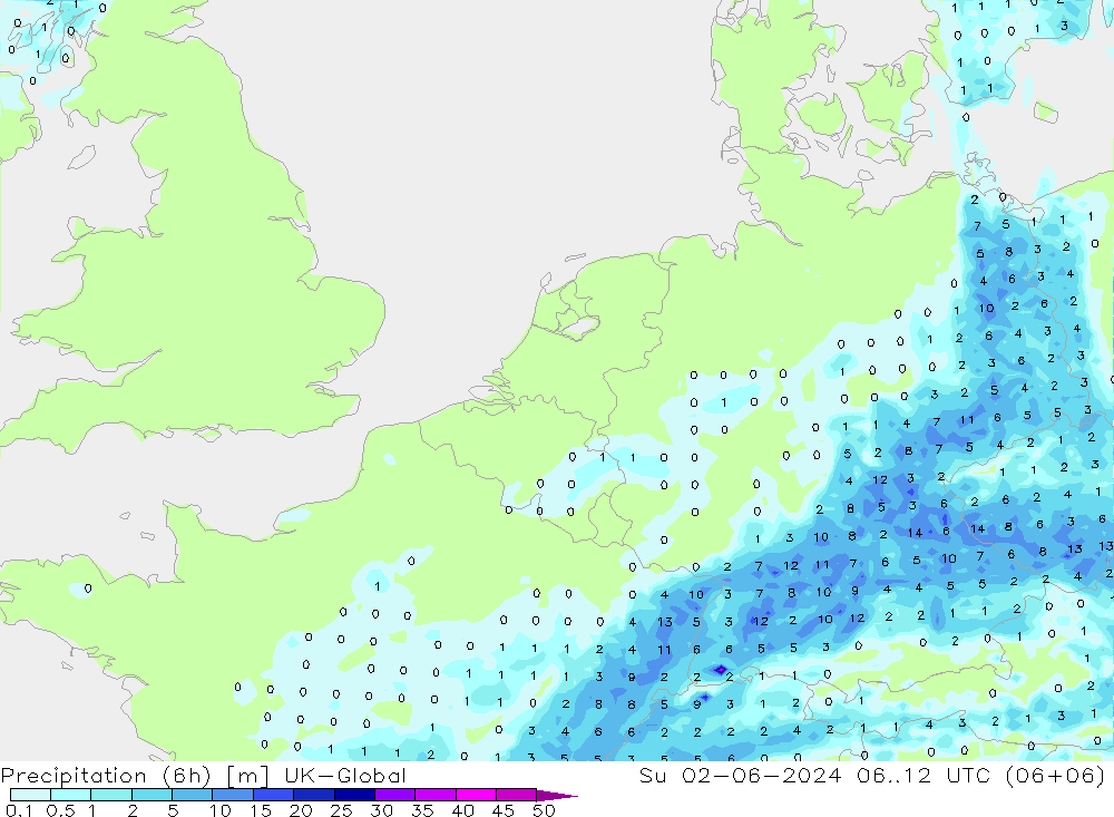 осадки (6h) UK-Global Вс 02.06.2024 12 UTC