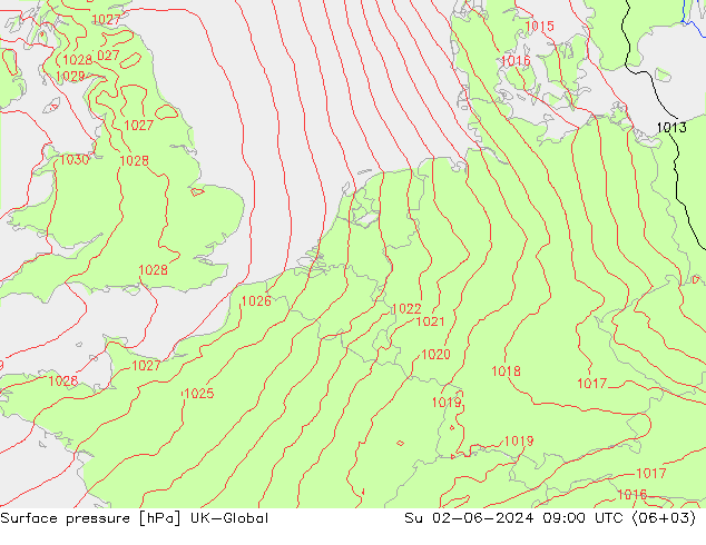 pression de l'air UK-Global dim 02.06.2024 09 UTC