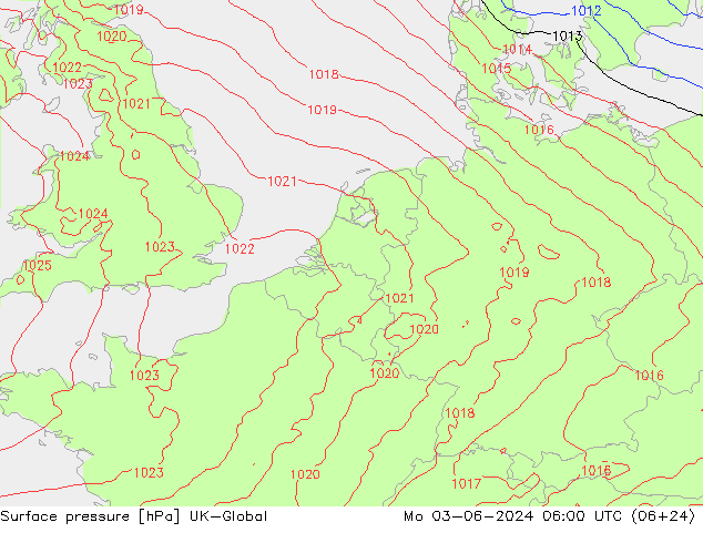 Pressione al suolo UK-Global lun 03.06.2024 06 UTC