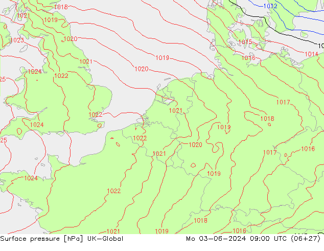 Luchtdruk (Grond) UK-Global ma 03.06.2024 09 UTC