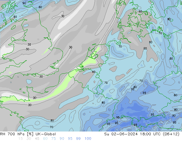 RH 700 hPa UK-Global dom 02.06.2024 18 UTC