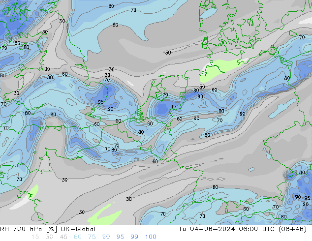 RH 700 hPa UK-Global  04.06.2024 06 UTC