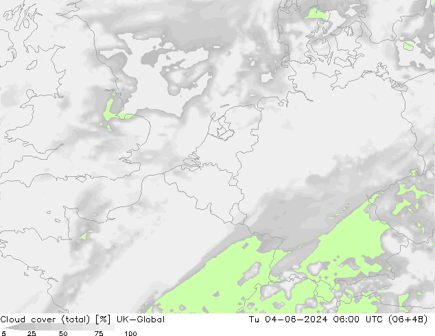 Cloud cover (total) UK-Global Tu 04.06.2024 06 UTC