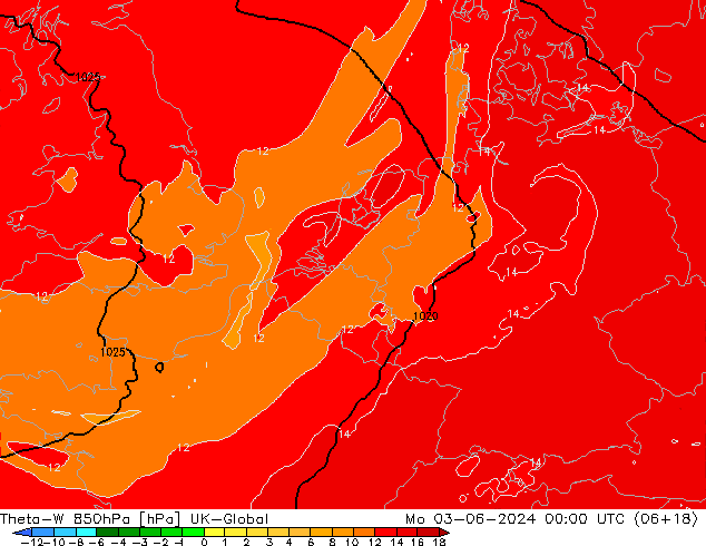 Theta-W 850hPa UK-Global Mo 03.06.2024 00 UTC