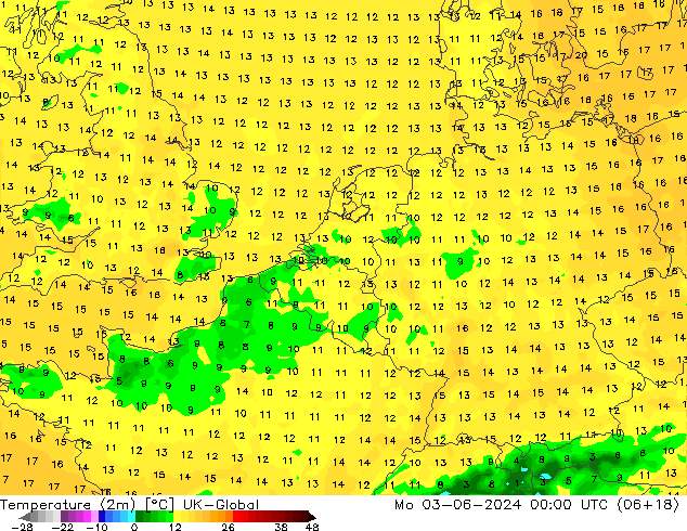 température (2m) UK-Global lun 03.06.2024 00 UTC