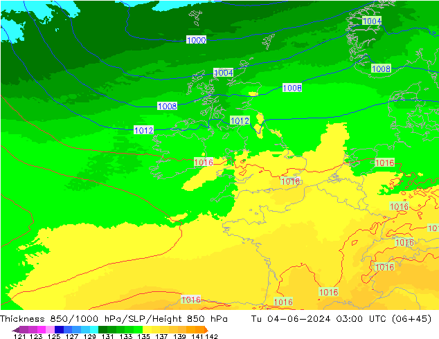 Thck 850-1000 hPa UK-Global Tu 04.06.2024 03 UTC