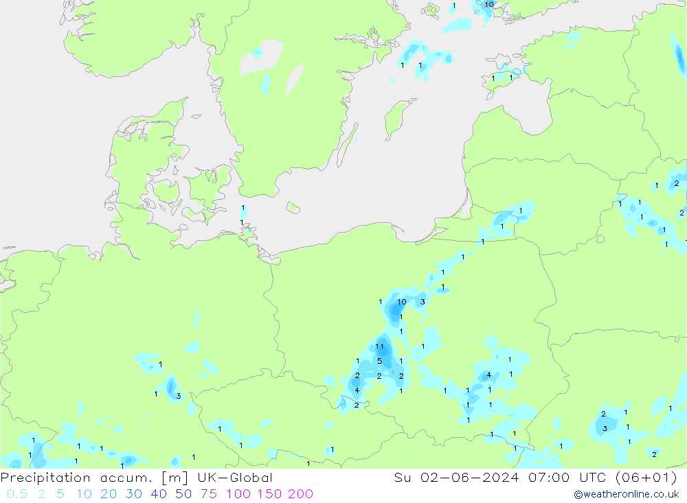 Totale neerslag UK-Global zo 02.06.2024 07 UTC