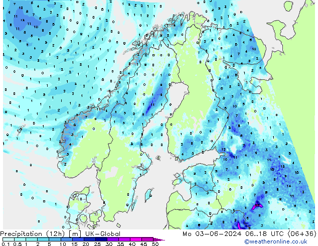 Yağış (12h) UK-Global Pzt 03.06.2024 18 UTC