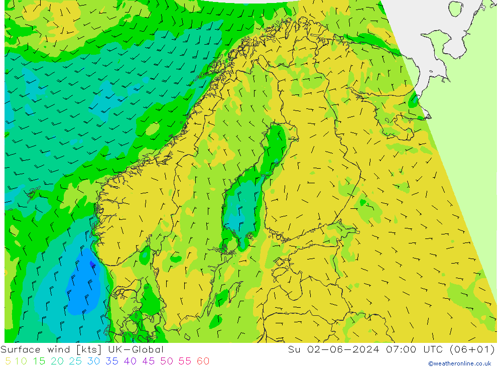 ветер 10 m UK-Global Вс 02.06.2024 07 UTC