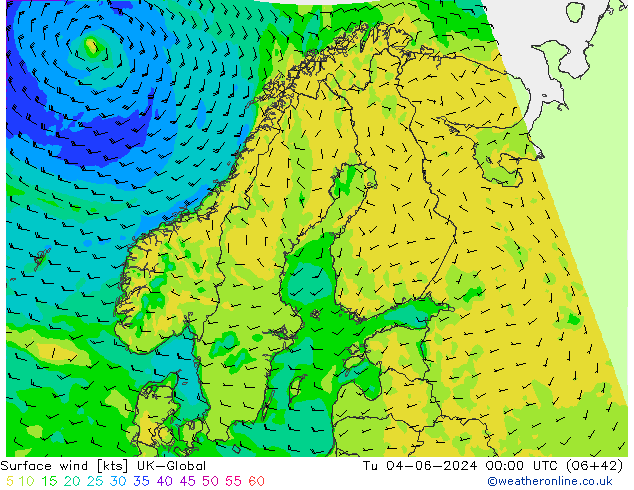 ветер 10 m UK-Global вт 04.06.2024 00 UTC
